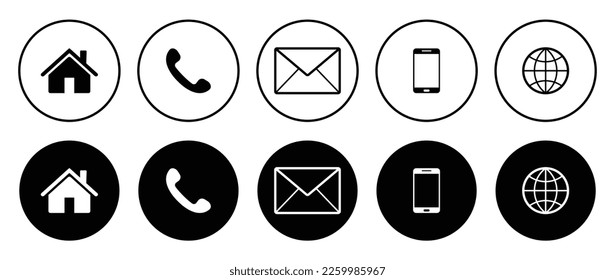 Web Kontakt Set Icon. Contact icons buttons set. Vector illustration.