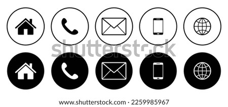 Web Kontakt Set Icon. Contact icons buttons set. Vector illustration.