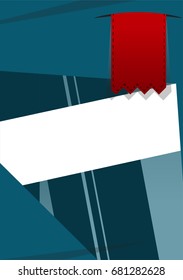 Web, label or tags elements for print, bookmark, banner and poster material, vertical ribbon