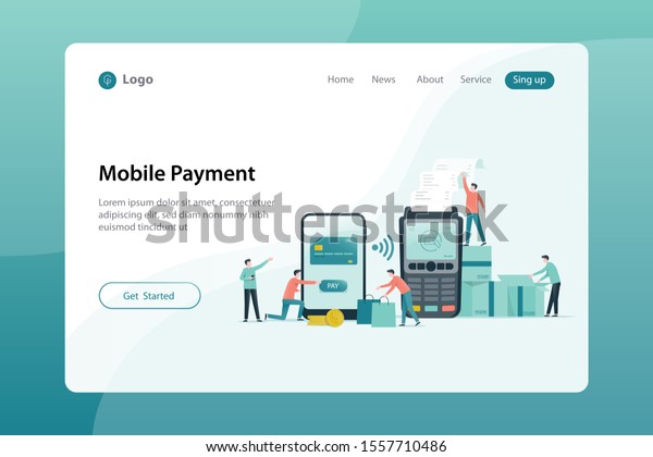 Web Landing Page Banner Design Mobile Stock Vector Royalty Free