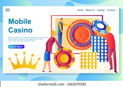 Web landing page design template for casino theme. Shows all key features starting from big victory to big risk, online and mobile casino.