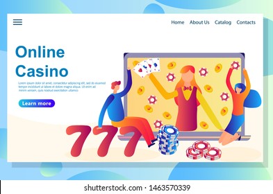 Web landing page design template for casino theme. Shows all key features starting from big victory to big risk, online and mobile casino.