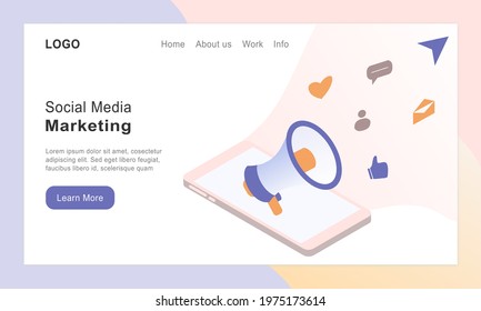 Web landing page design template for online shopping, digital marketing, ecommerce, social media marketing, business, ads. Modern vector illustration concept for website and mobile website development