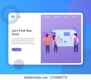 web landing page with illustration monitoring