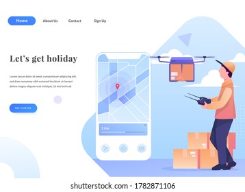 web landing page send package with drone