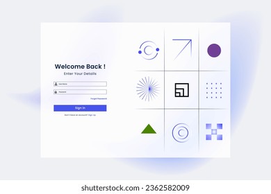 Web Landing Page, Sign in Page with set of corporate icons, badges. Sign Form for Website and Mobile design.