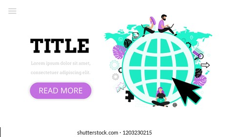 Web. Landing page template. Modern flat design concept of web page design. Computing technology. Online