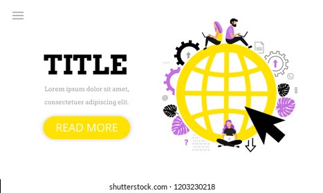 Web. Landing page template. Modern flat design concept of web page design. Computing technology. Online
