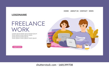 Web landing page template for remote work and freelancing. 