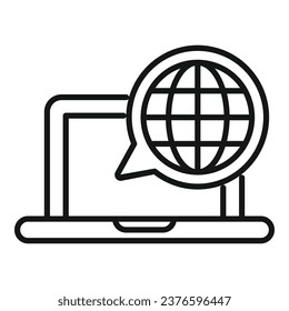 vector de contorno de icono de mensaje de portátil web. Compartir línea. Grupo de contenido