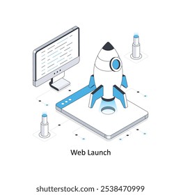 Web Lanzamiento Ilustración de stock isométrica Eps 10 Archivo