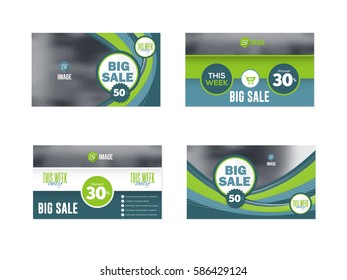 Web Layout Ad, Green Colors Vector Cover Illustration. Image Add Business Flat Website Banner Design