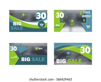 Web Layout Ad, Green Colors Vector Cover Illustration. Image Add Business Flat Website Banner Design