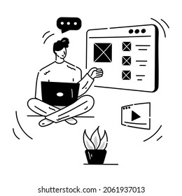 Web layout hand drawn illustration is in editable style 