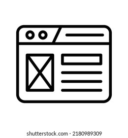 Web Layout Symbol. Line Art Design einzeln auf weißem Hintergrund