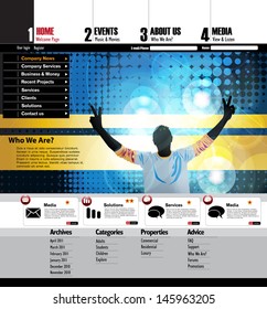 Web layout with music event subject. Vector
