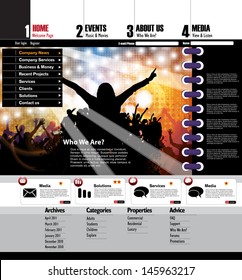 Web layout with music event subject. Vector