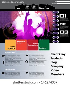 Web layout with music event subject