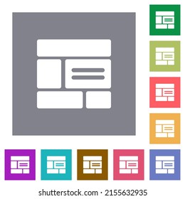 Web layout solid flat icons on simple color square backgrounds