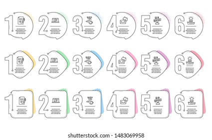 Web lectures, Winner podium and Quiz test line icons set. Infographic timeline. Approved agreement, Tutorials and Share mail signs. Online test, First place, Interview. Signature document. Vector