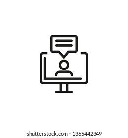 Web lesson line icon. Webinar, news, online conference. Graduation concept. Vector illustration can be used for topics like education, technology, communication