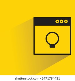 web and light bulb icon with shadow on yellow background