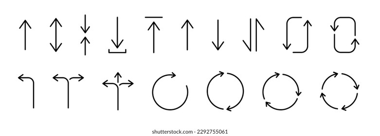 Web line arrow icons. Direction arrow icons collection