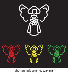 Web line icon. Angel with flower