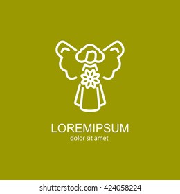 Web line icon. Angel with flower