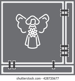 Web line icon. Angel with flower