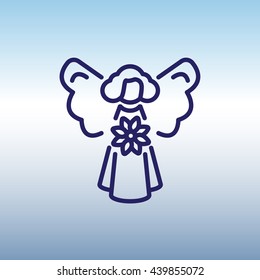 Web line icon. Angel with flower