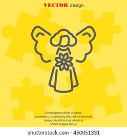 Web line icon. Angel with flower