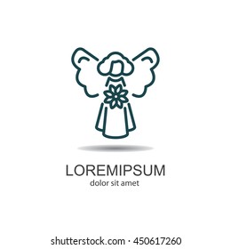 Web line icon. Angel with flower