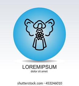Web line icon. Angel with flower