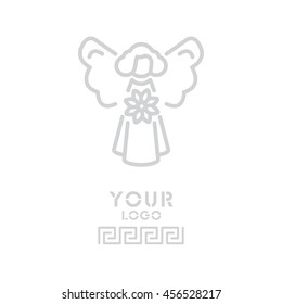 Web line icon. Angel with flower