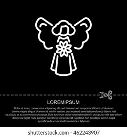 Web line icon. Angel with flower