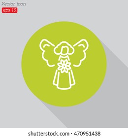 Web line icon. Angel with flower