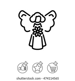 Web line icon. Angel with flower