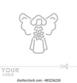 Web line icon. Angel with flower