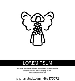 Web line icon. Angel with flower