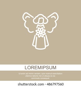 Web line icon. Angel with flower