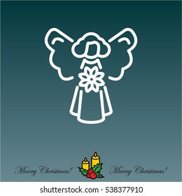 Web line icon. Angel with flower
