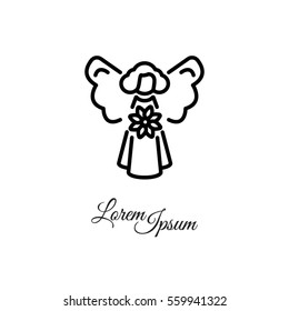 Web line icon. Angel with flower