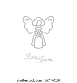 Web line icon. Angel with flower
