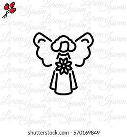 Web line icon. Angel with flower
