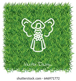 Web line icon. Angel with flower