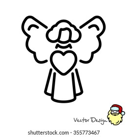 Web line icon. Angel with heart, Valentine's Day.