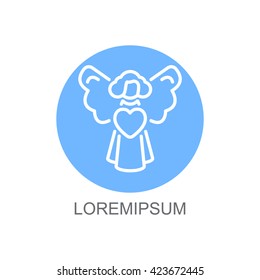 Web line icon. Angel with heart, Valentine's Day.