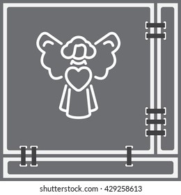 Web line icon. Angel with heart, Valentine's Day.