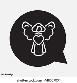 Web line icon. Angel with heart, Valentine's Day.